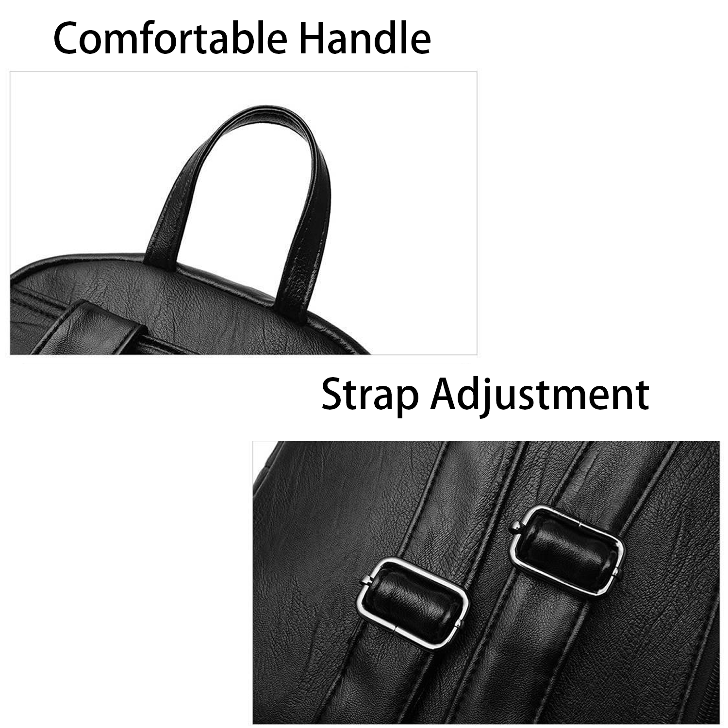 Waterproof PU Leather Double Zipper Backpack 4