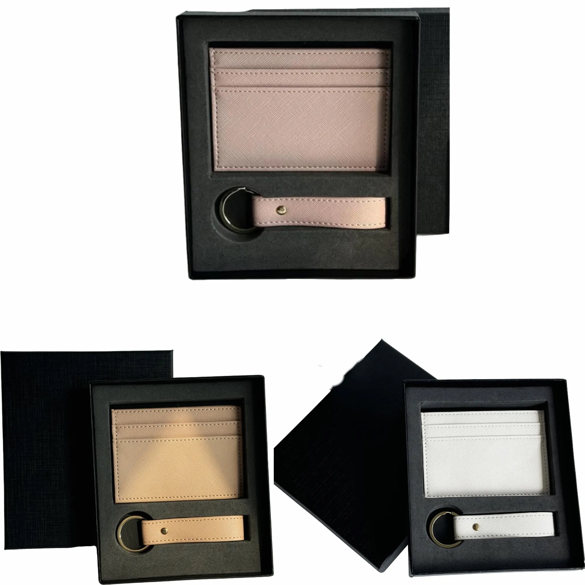 PU Leather Crosshatch Card Keychain Set 1