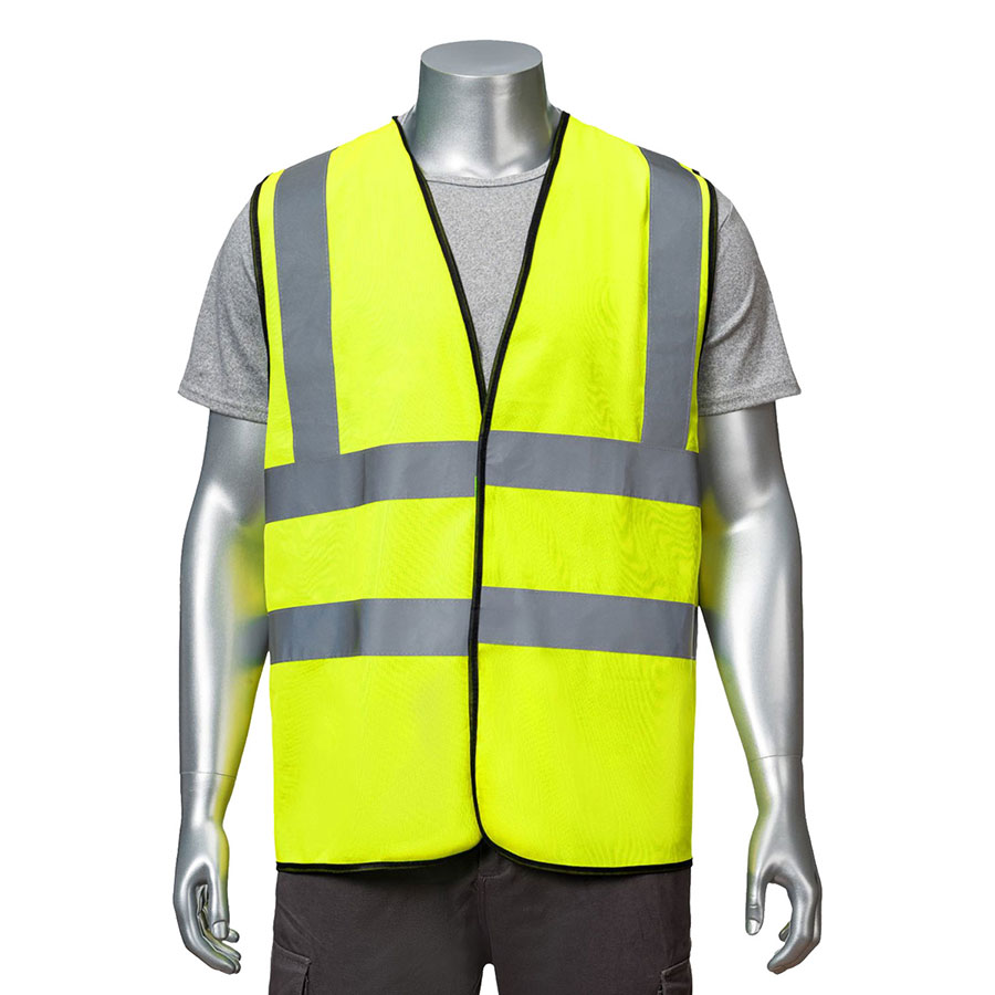 VISIPRO Unisex Hook & Loop Safety Vest w/ Reflective Bands & 14