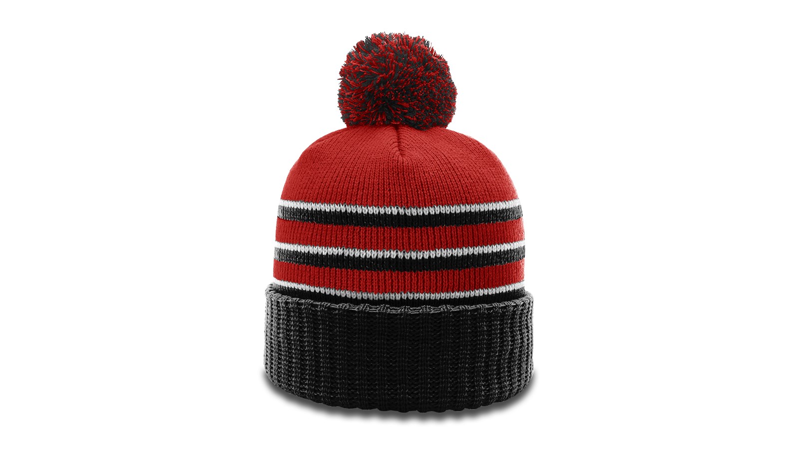  Striped Beanie with Cuff & Pom 12