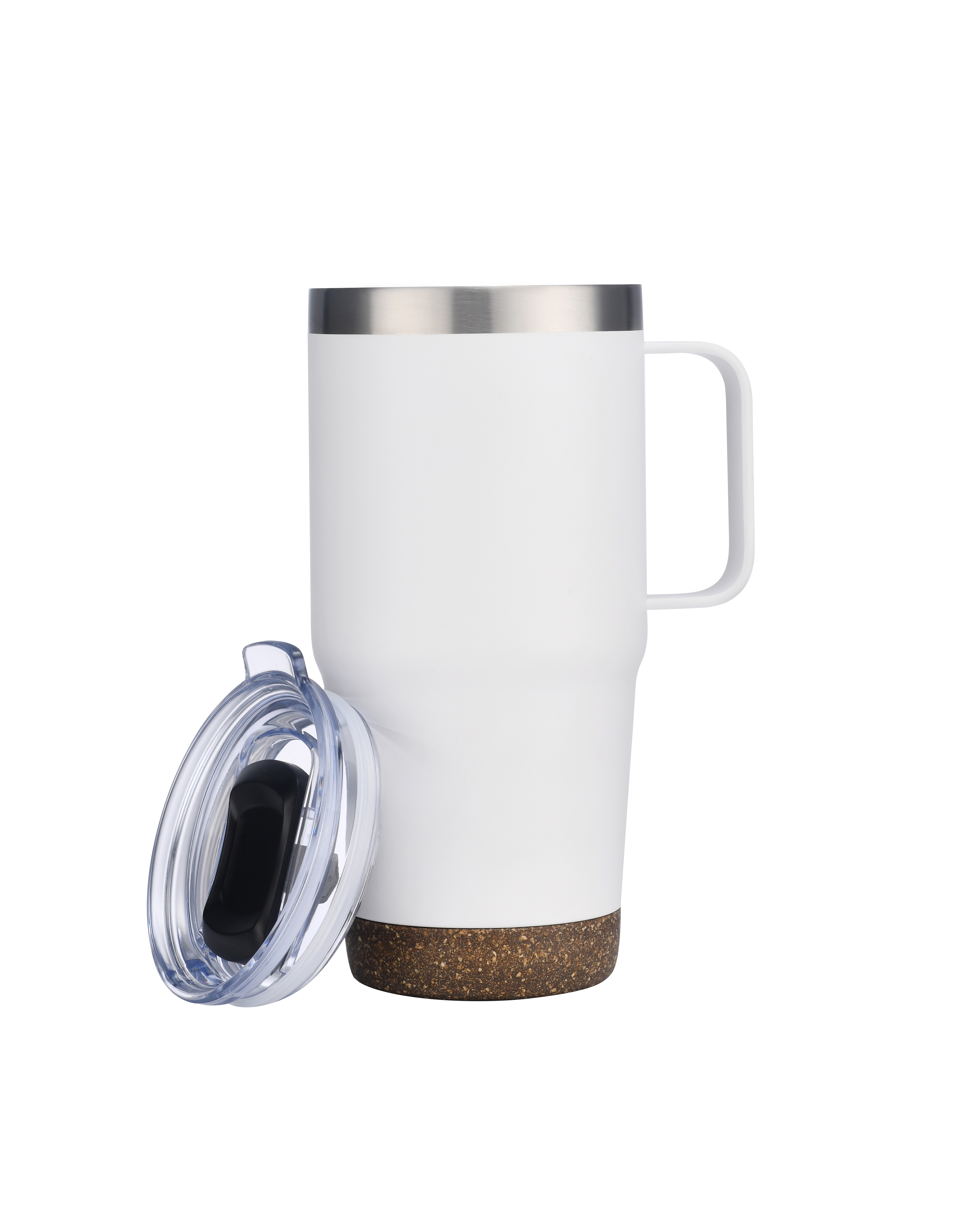 Endura 24 oz White SS Travel Mug with Cork Bottom 1