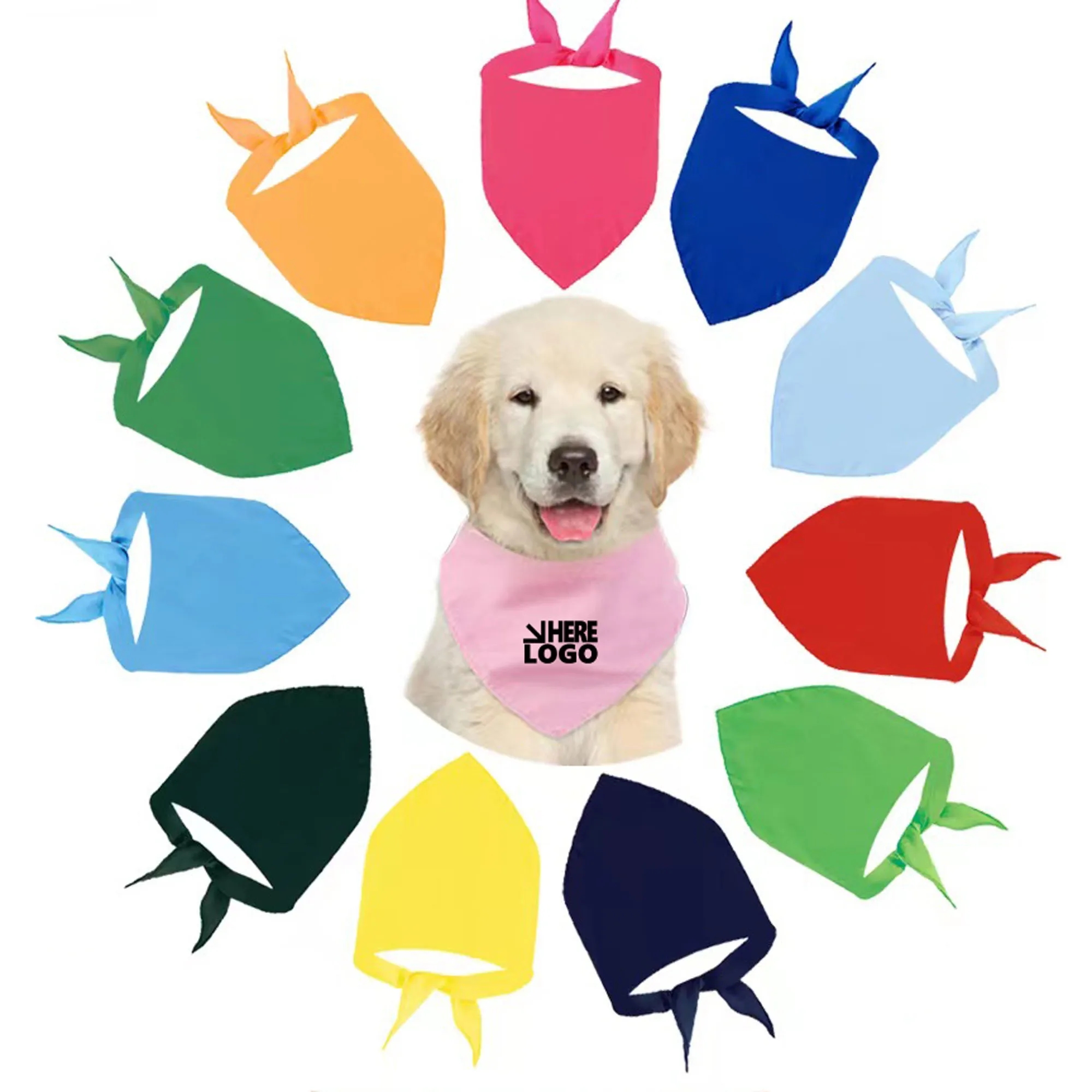 Adjustable Triangle Solid Color Dog Bandana MOQ 100PCS 1