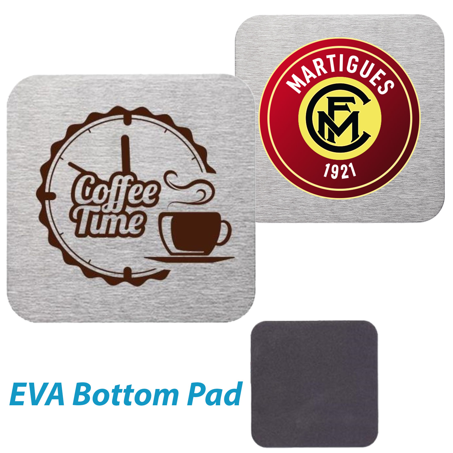Stainless Steel Square Coasters w/Custom Logo & Cork Backing 1