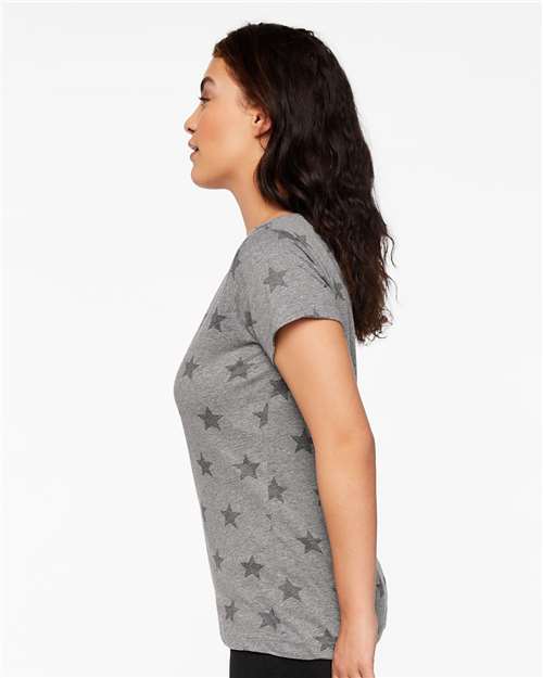 Women's Star Print Scoop Neck Tee - 3629 13