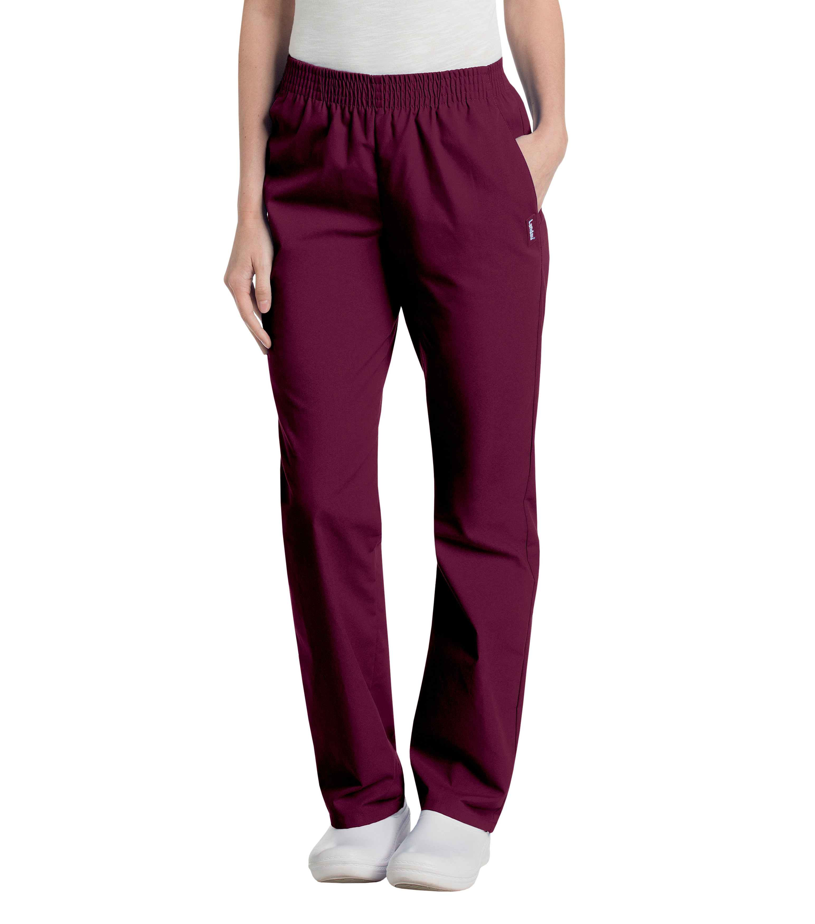 Landau - Essentials - Women's Two-Pocket High-Rise Elastic Waist Straight Leg Pant 37