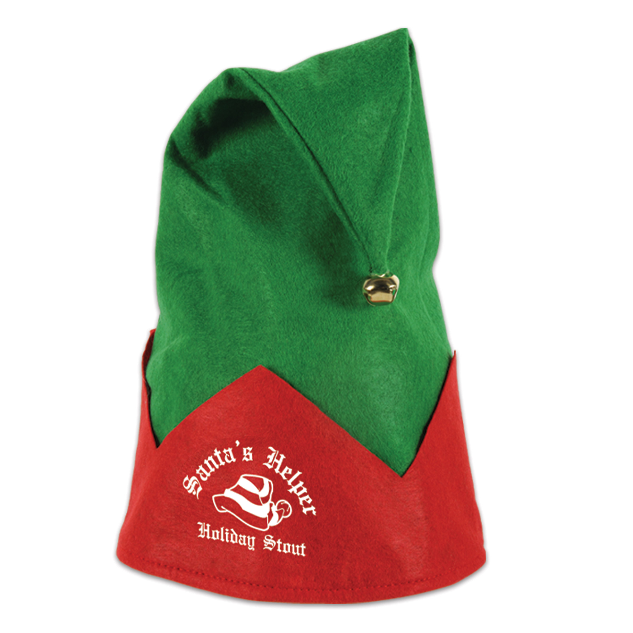Green Felt Elf Hats w/ Red Felt Trim and Bell