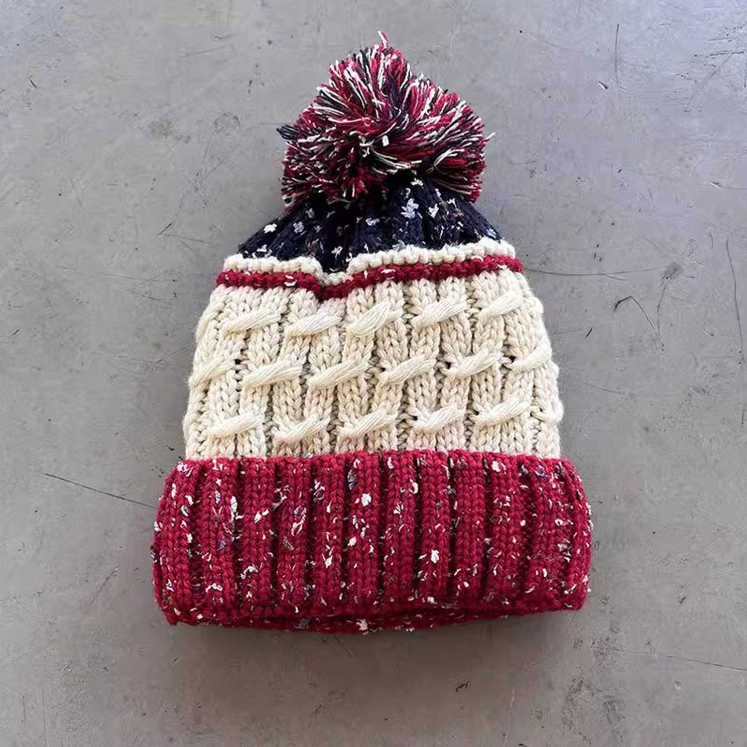 Mixed Color Striped Velvet Beanie Hat 3