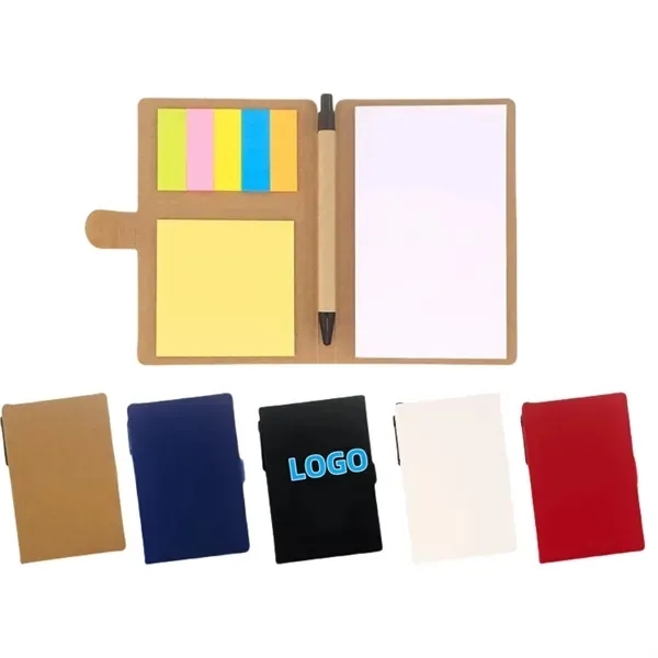 Kraft Paper Notebook with Pen and Colored Label Set 6