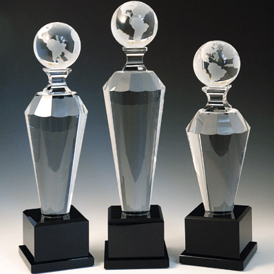 2 IN 1 BLACK/CLEAR CRYSTAL GLOBE TROPHY 2