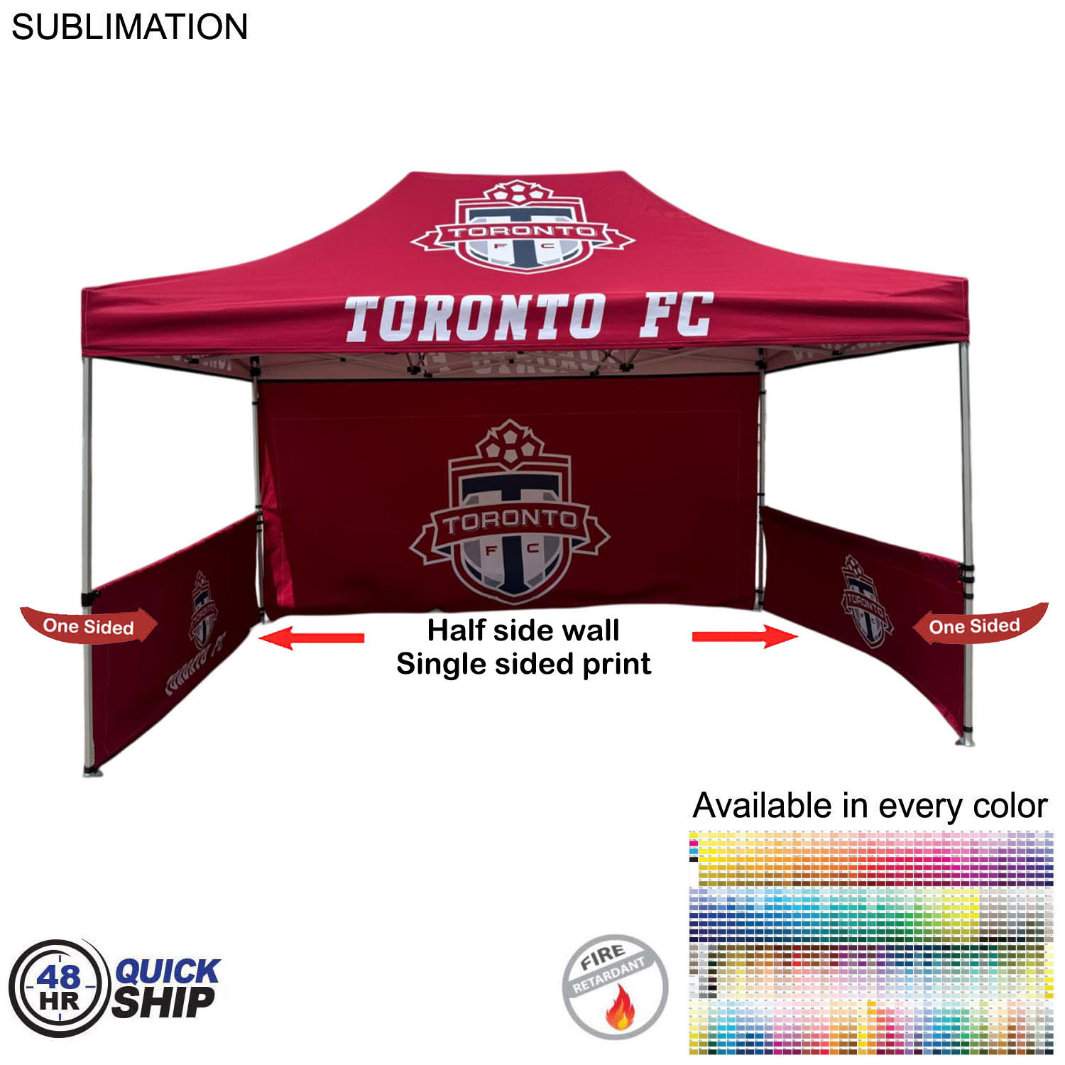 48Hr Quick Ship - Half Side Wall for 10x15 Tent Kit, Sublimated, Single Sided Print 2