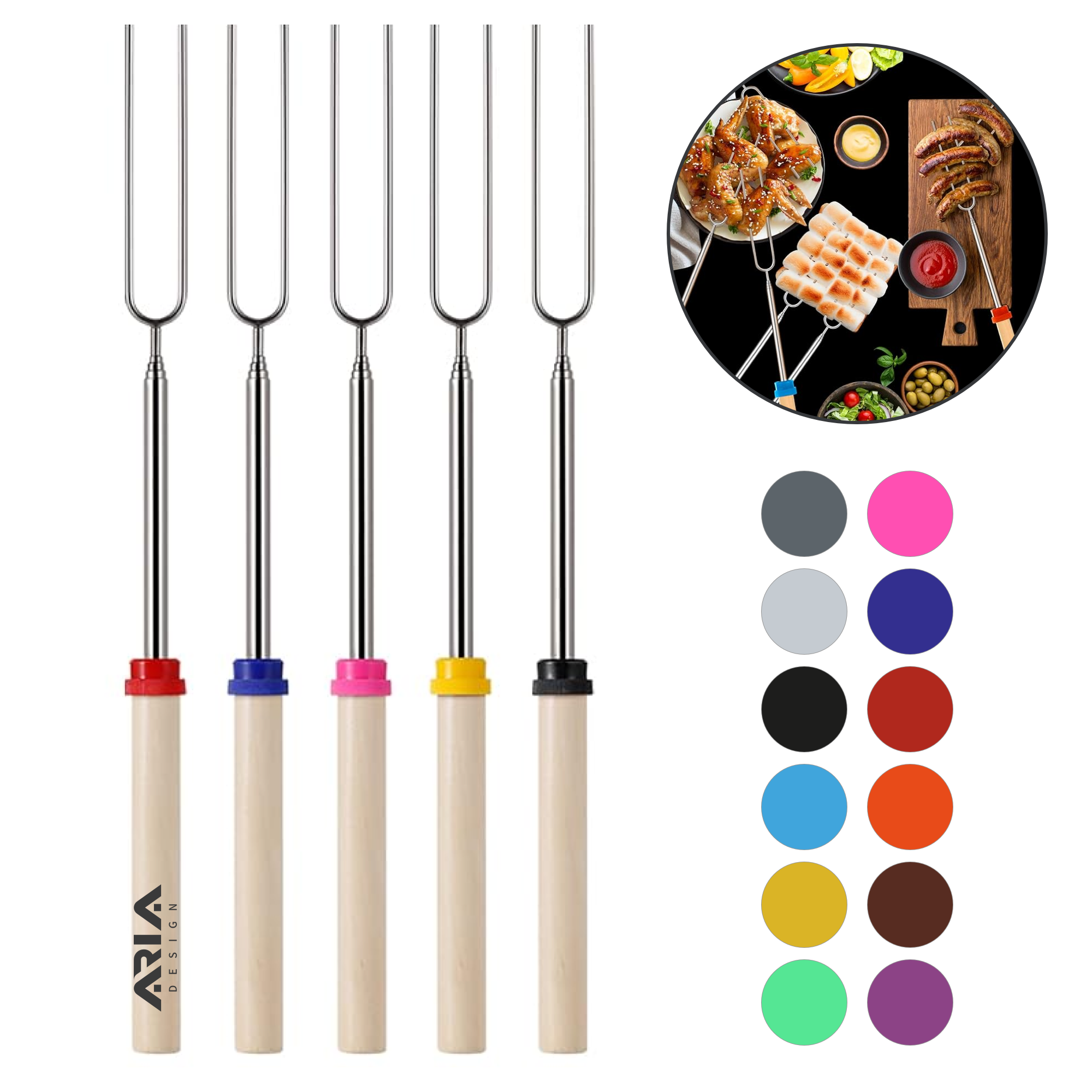Portable Telescoping Stainless Steel Hot Dog Roasting Fork 1