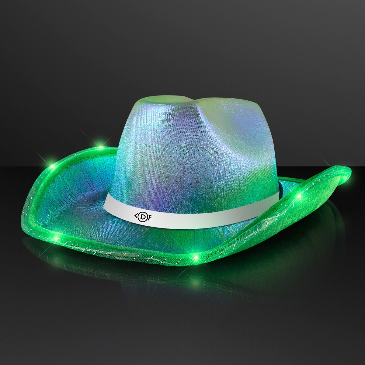 Light Up Iridescent Cowgirl Hat with White Band 4
