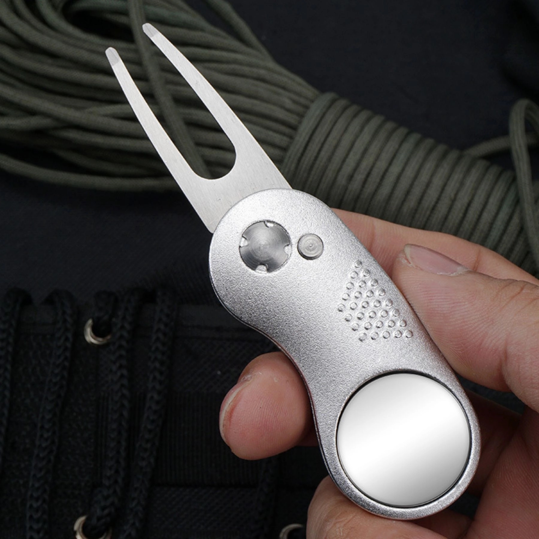 Golf Divot Repair Tool Foldable Stainless Steel Switchblade 5