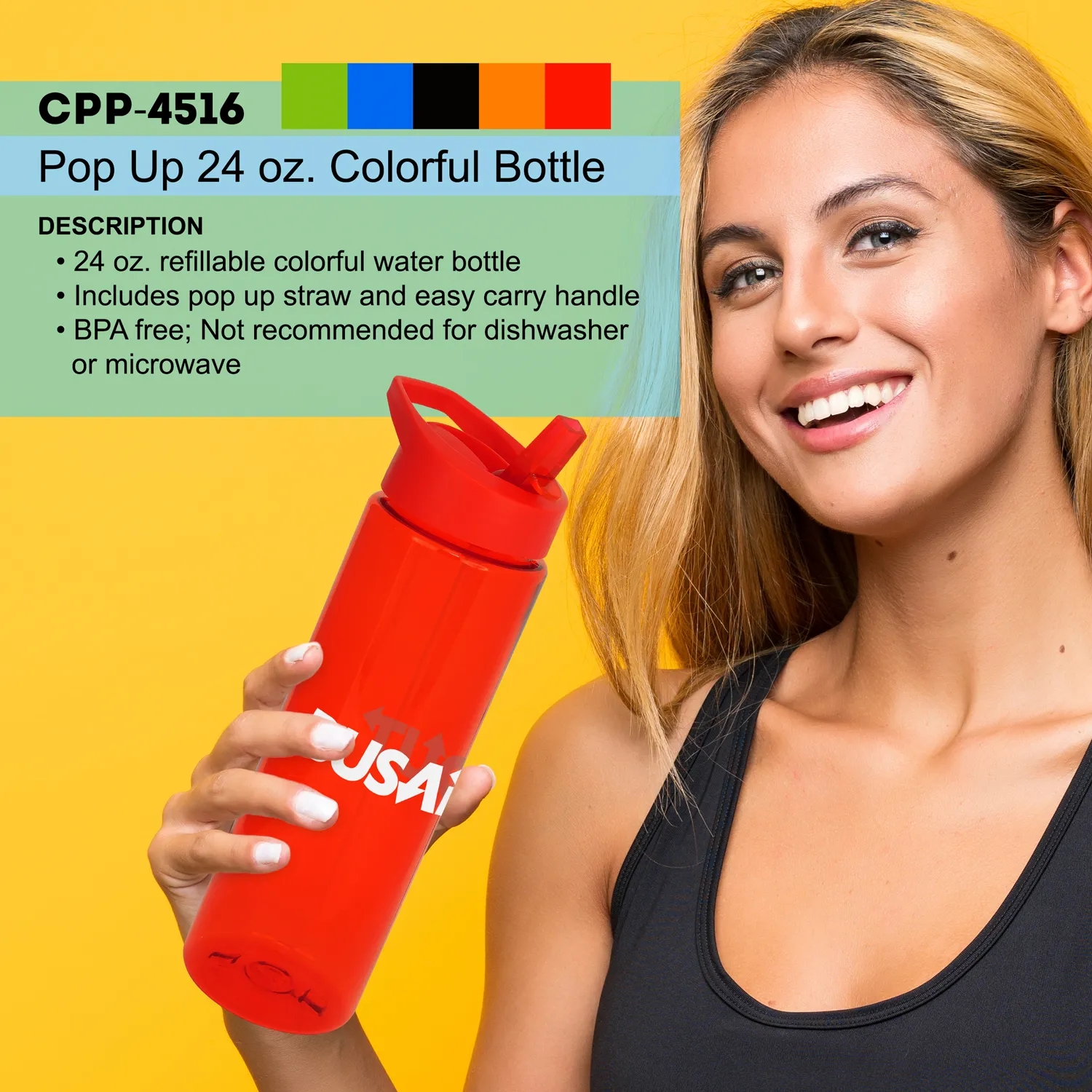 Pop Up 24 oz. Colorful Bottle 15