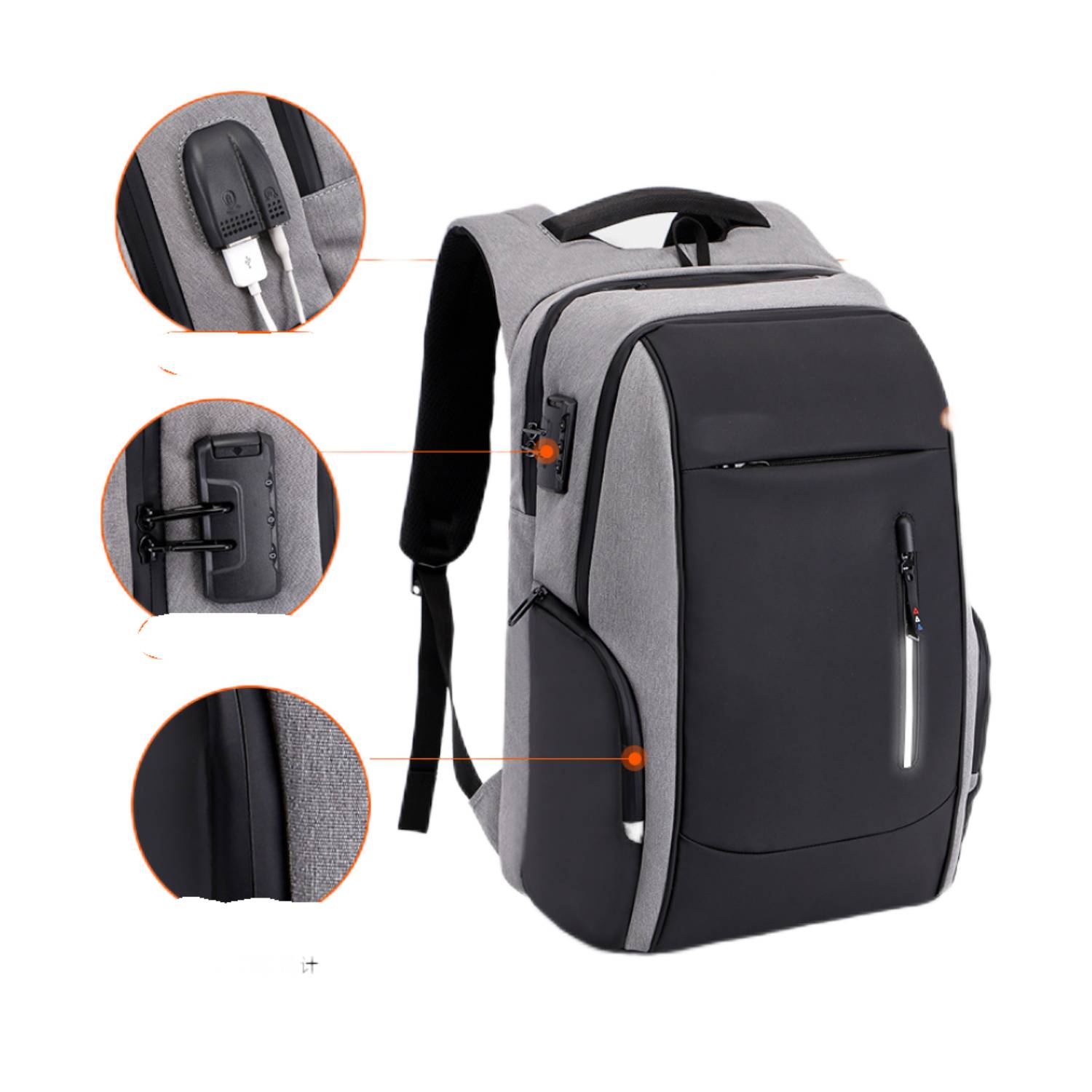 Computer Polyester Backpack With Usb Charging Port 4