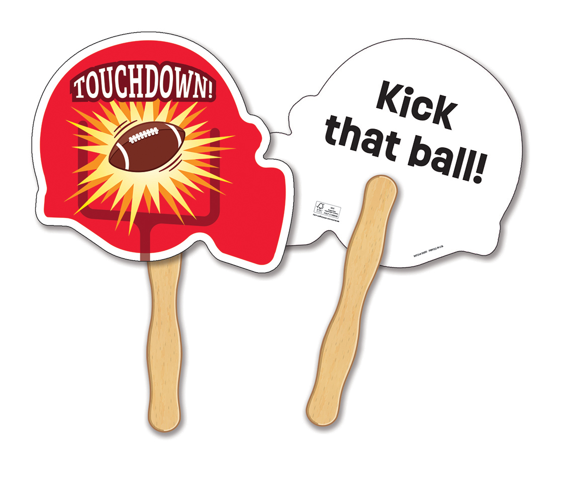 HAND FANS - Full Color, Football Helmet Shaped Hand Fan 3