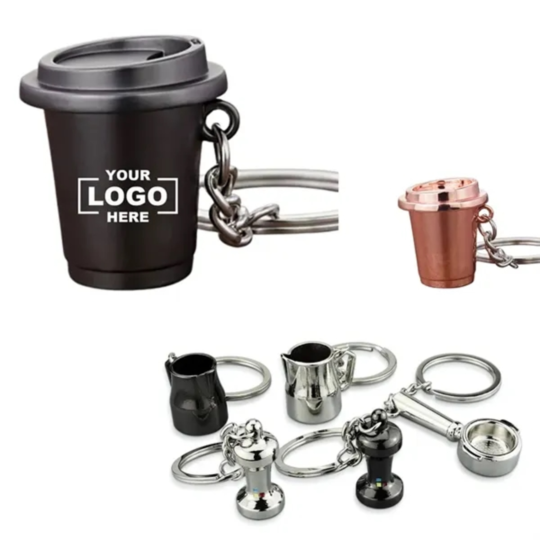 Coffee Cup Utensil Metal Keychain 2