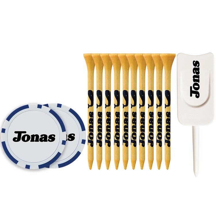 10 Bamboo Tees 3 1/4", 2 Poker Chips, Single Prong Plastic Divot Tool