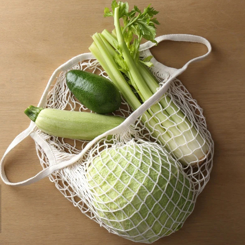 Market Cotton Kitchen Netted Portable Tote Bag 2