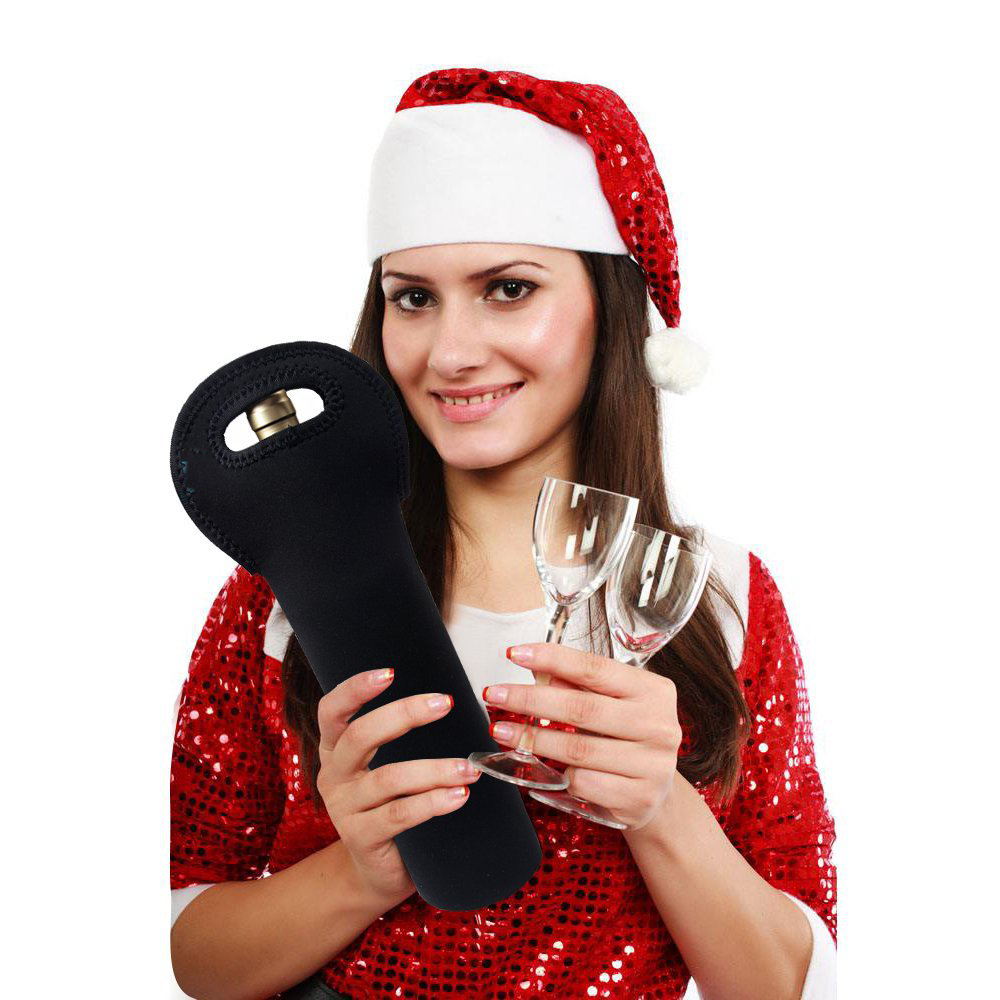 Pure Color Neoprene Champagne Wine Carrier Tote Bag 7