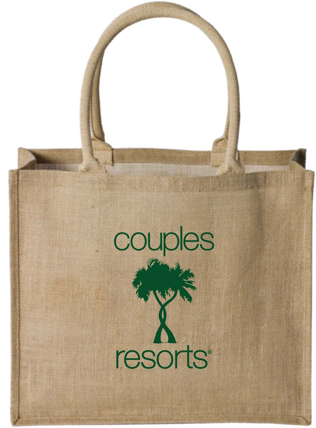 Bermuda Laminated Jute/Burlap Tote Bag 16x6x14" 2