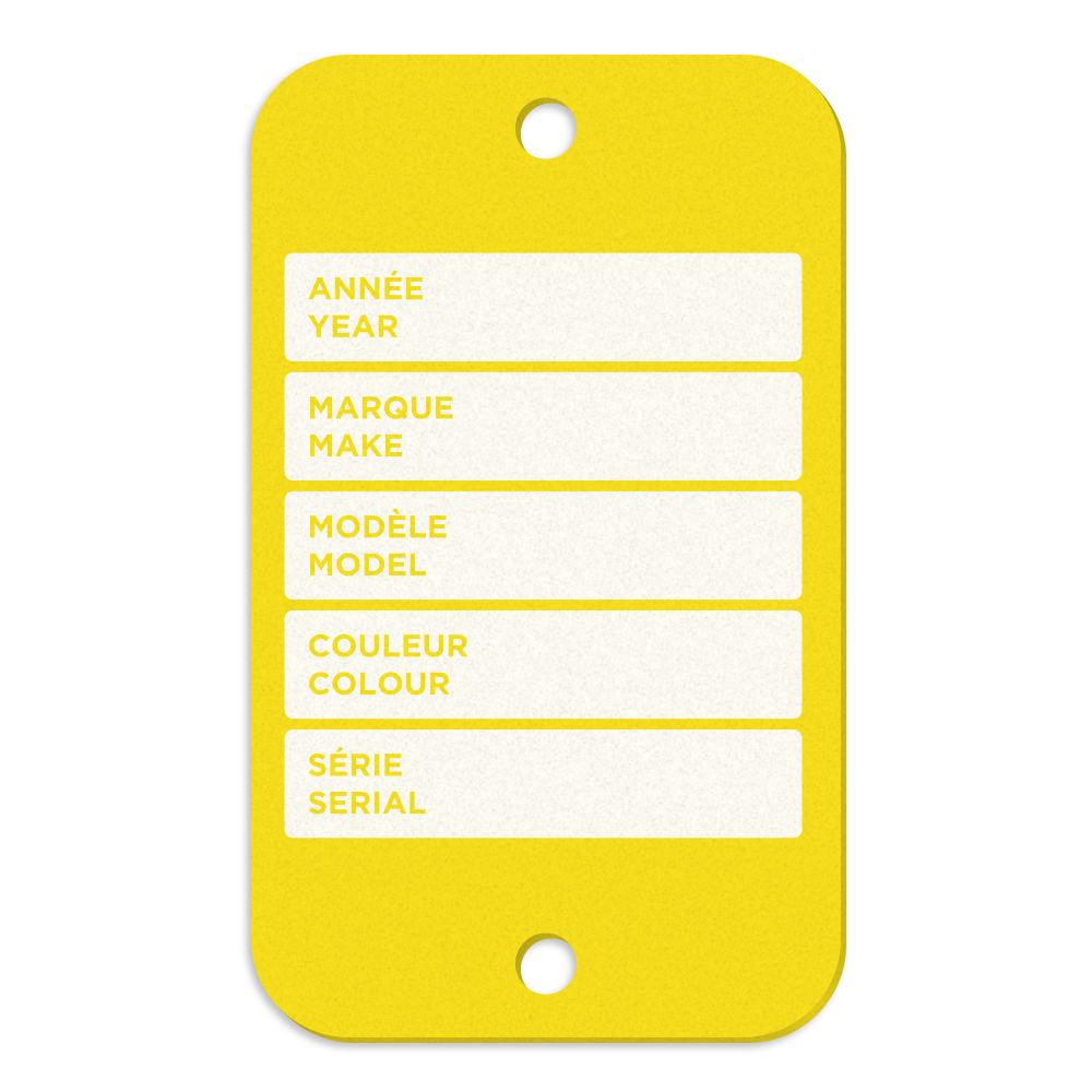 Coloured Polyethylene Plastic Tag (1.5" x 2.5") Screen-printed for car dealer