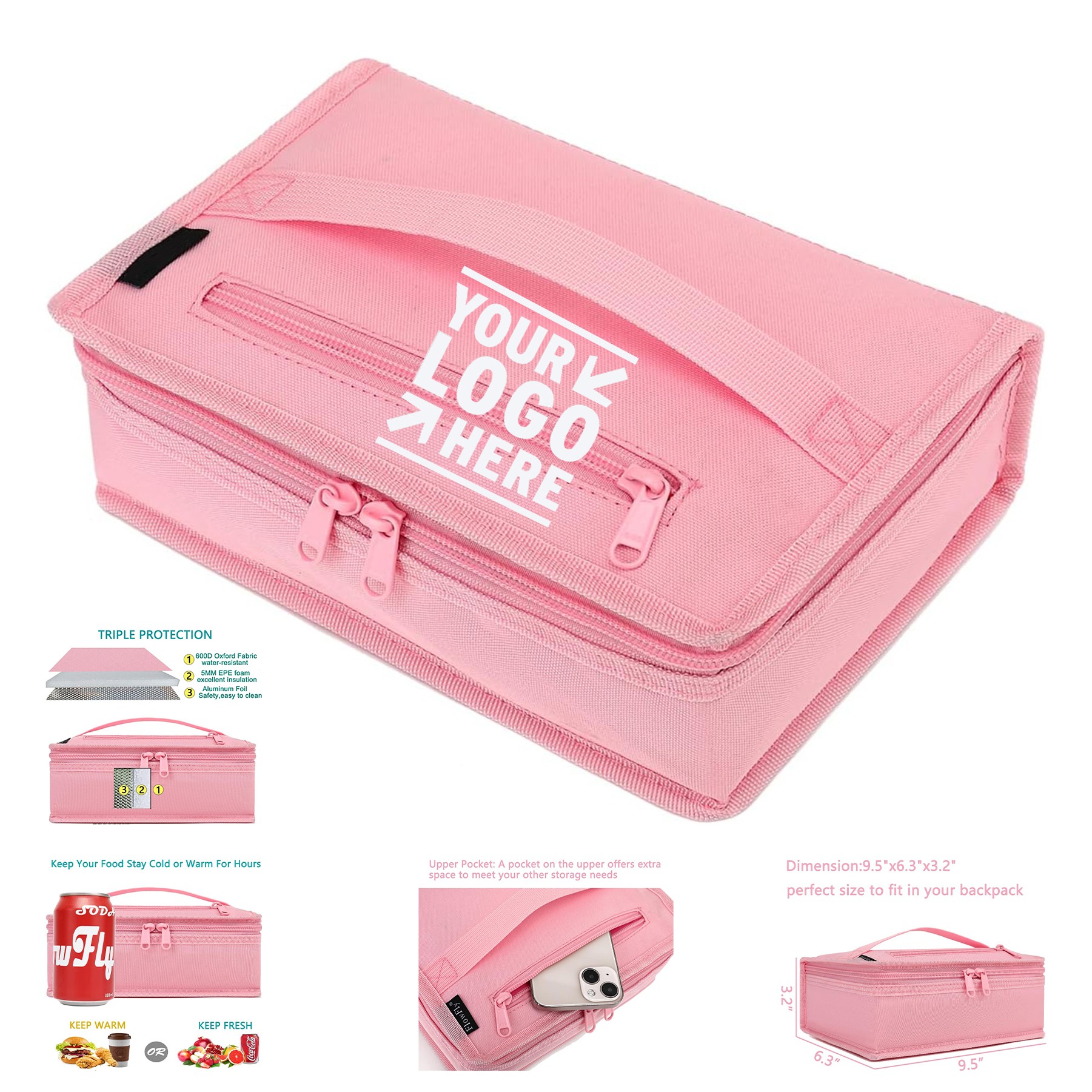 Small Insulated Lunch Box Portable Soft Bag Mini Cooler Thermal Meal Tote Kit 2