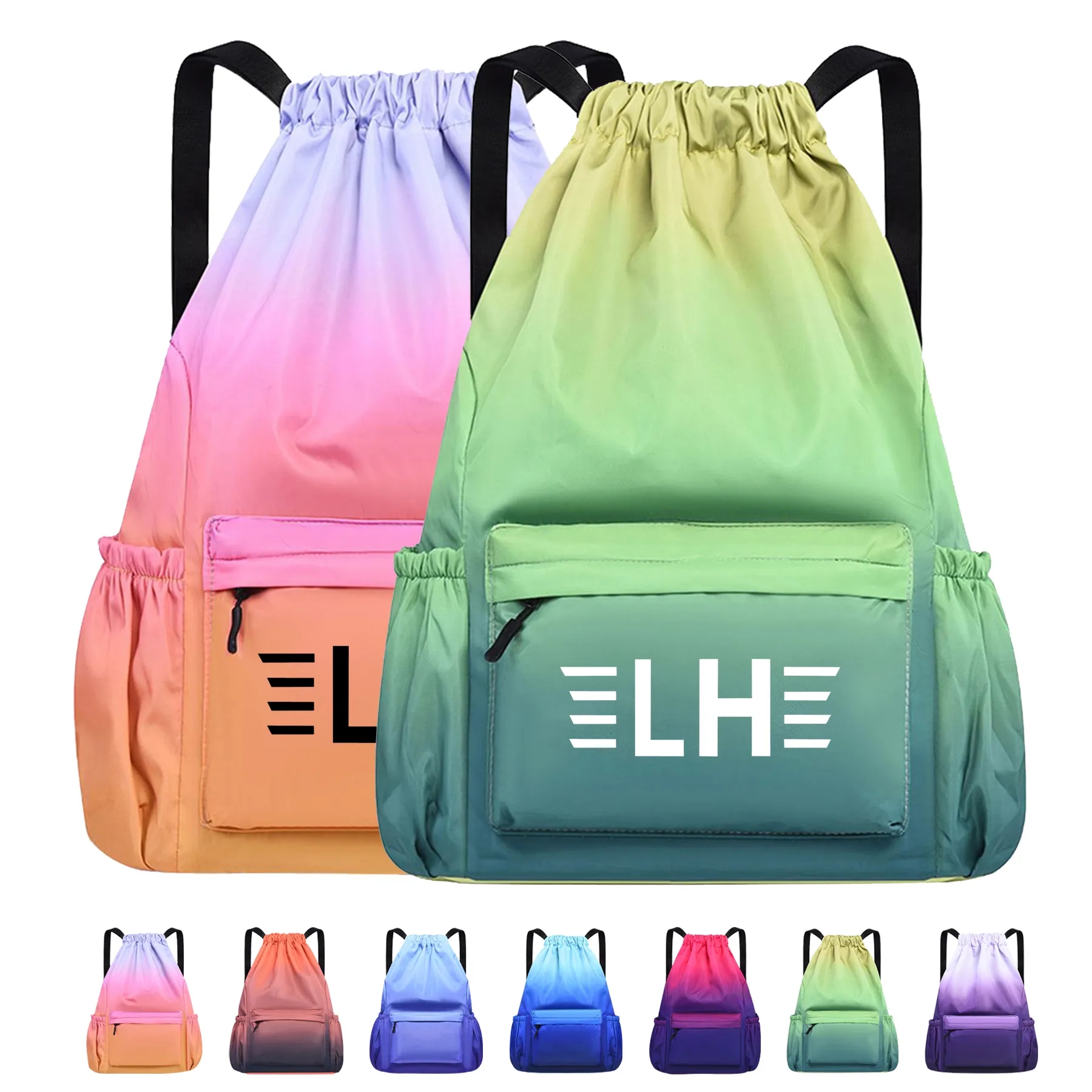 Large Capacity Drawstring Gradient Backpack 6