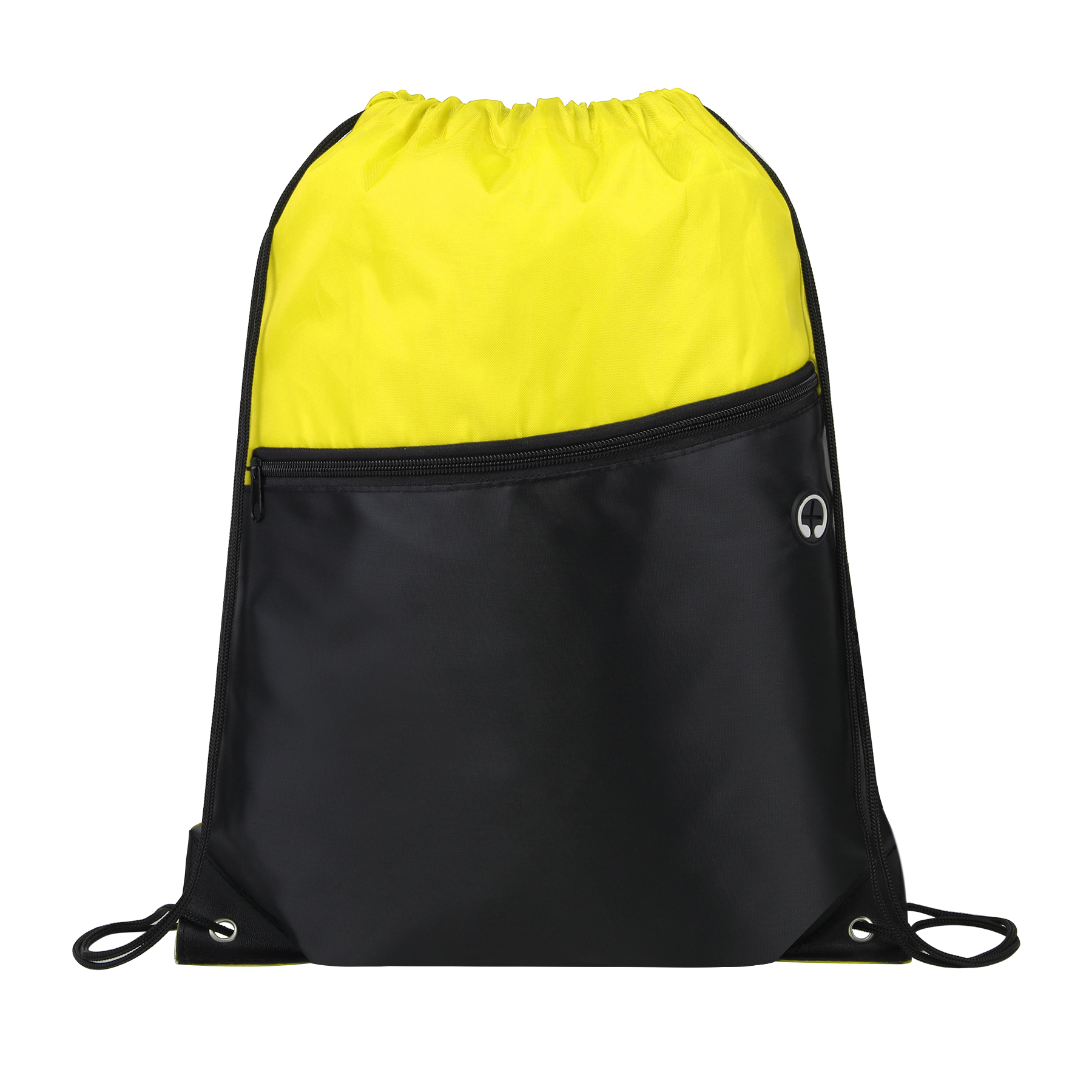 Two-Tone Drawstring Backpack With Front Zipper 13