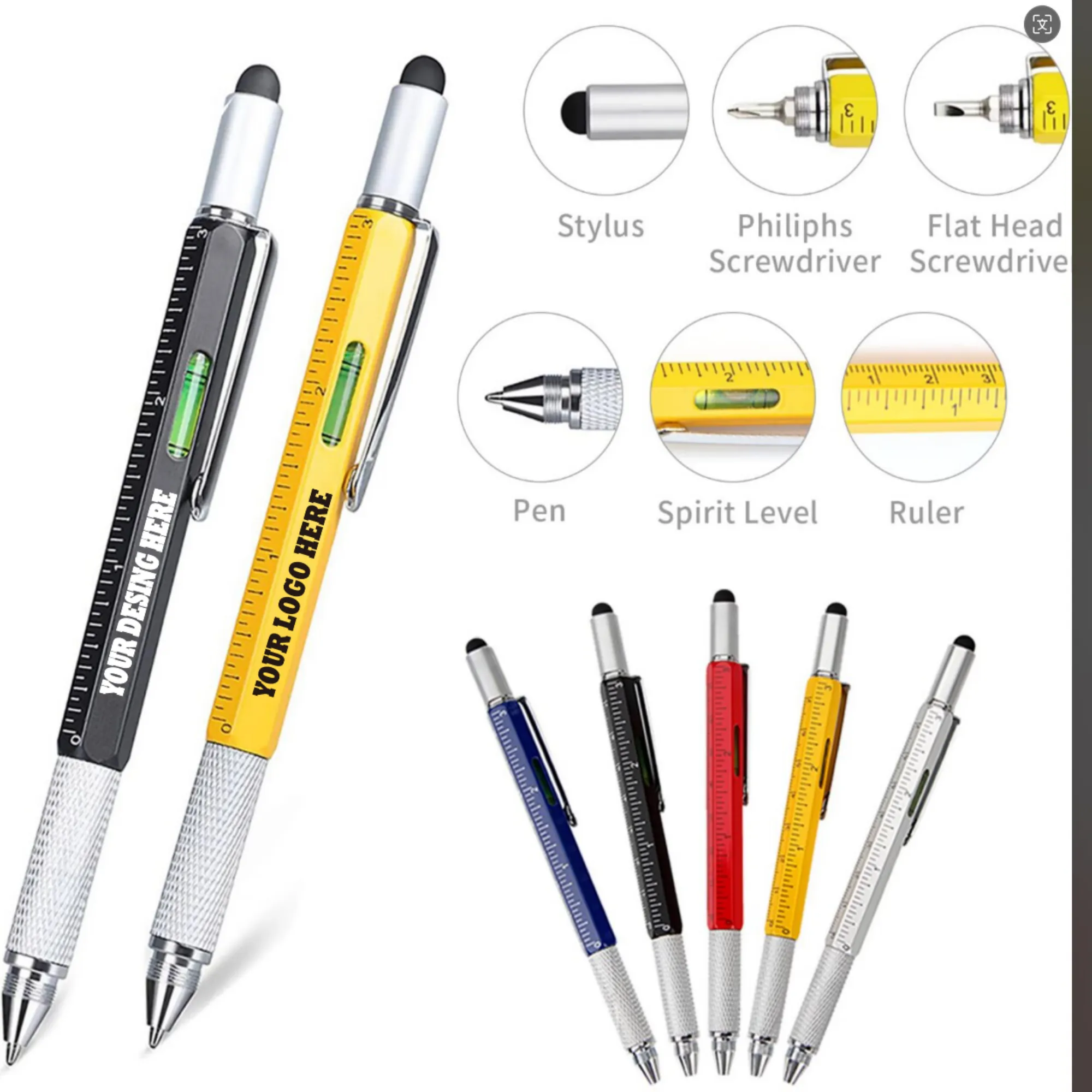 6 in 1 Multi Functional Stylus Tool Pen