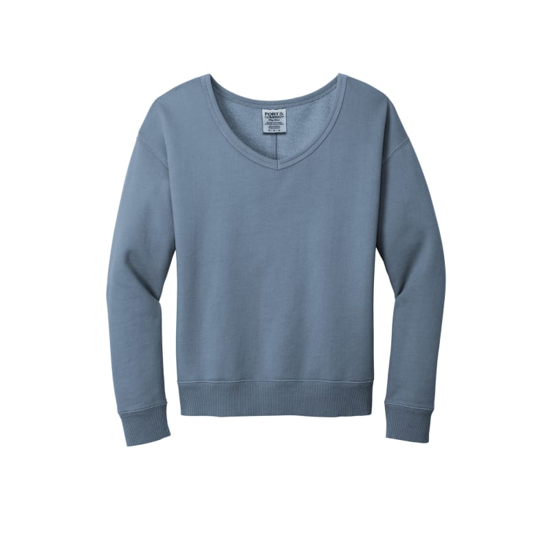 Port & Company Women's Beach Wash Garment-Dyed V-Neck Sweatshirt, custom hoodie or sweatshirt with logo imprint 21