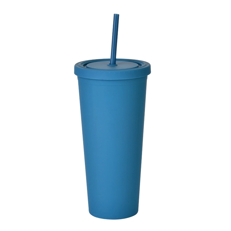 24oz Frosted Plastic Tumbler with Lid And Straw 3