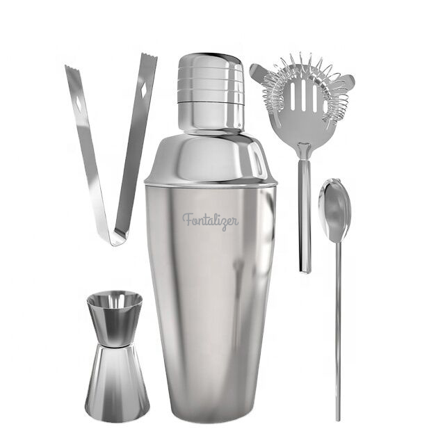 WineVault 5-Piece Stainless Steel Cocktail Shaker Set – 350ml Shaker & Bartending Tools 2