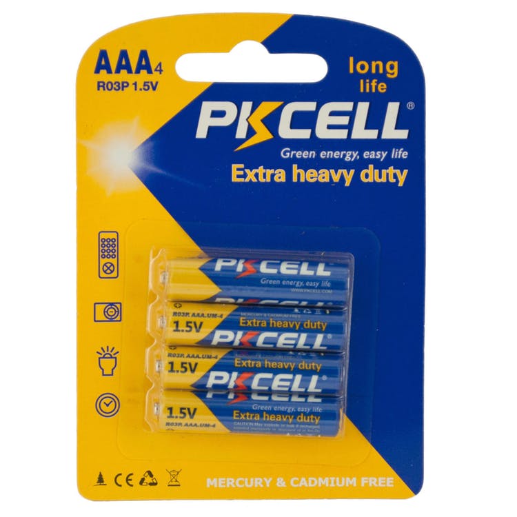 Heavy Duty AAA Batteries - 4 Pack Mercury & Cadmium Free 2