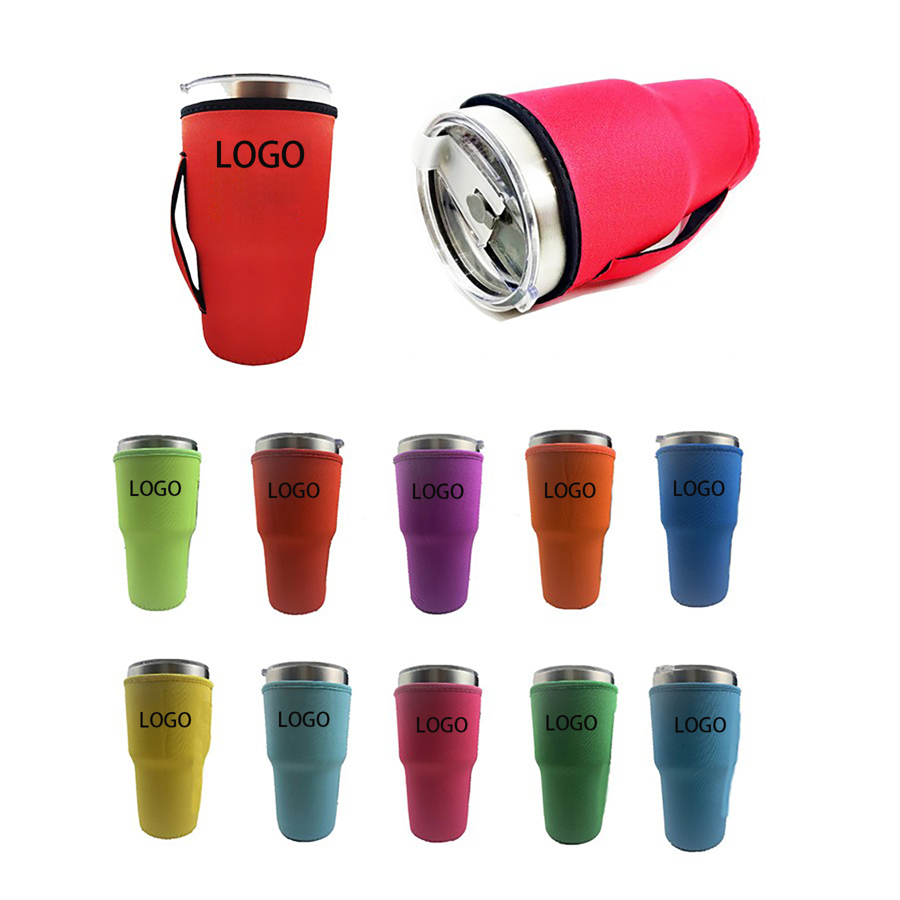 30-32 oz Reusable Neoprene Insulated Sleeves Cup Cover, custom koozie with logo imprint 2