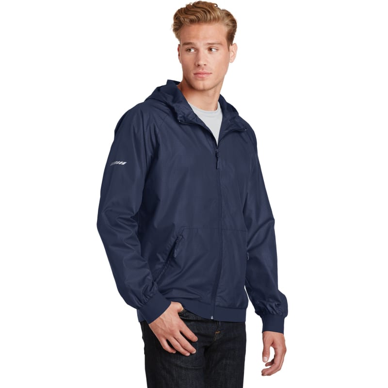 Sport-Tek Embossed Hooded Wind Jacket. 3