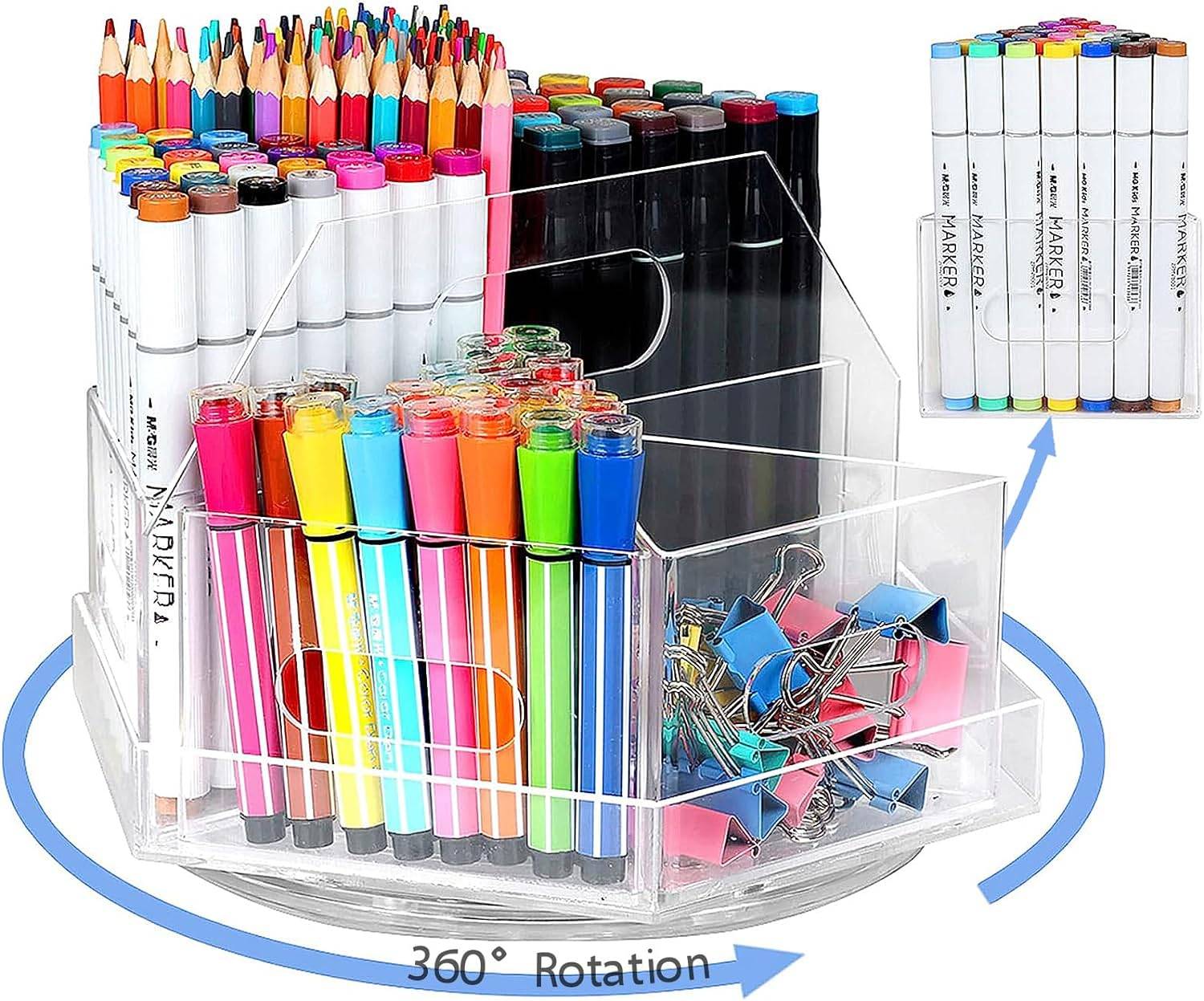Marker 360-Degree Rotating Pen Organizer With 6 Compartments 1