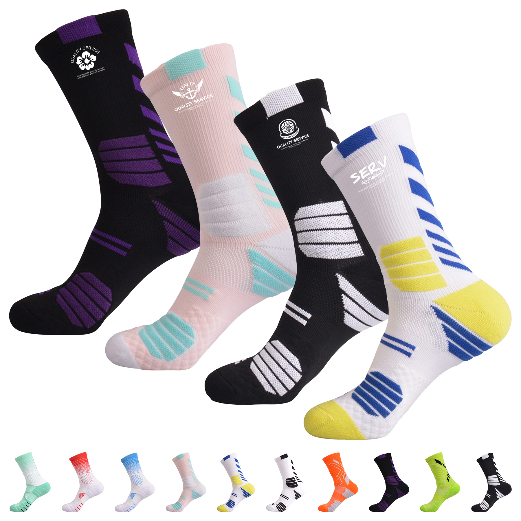 Full-Color Jacquard Mid-Calf Sports Socks 8