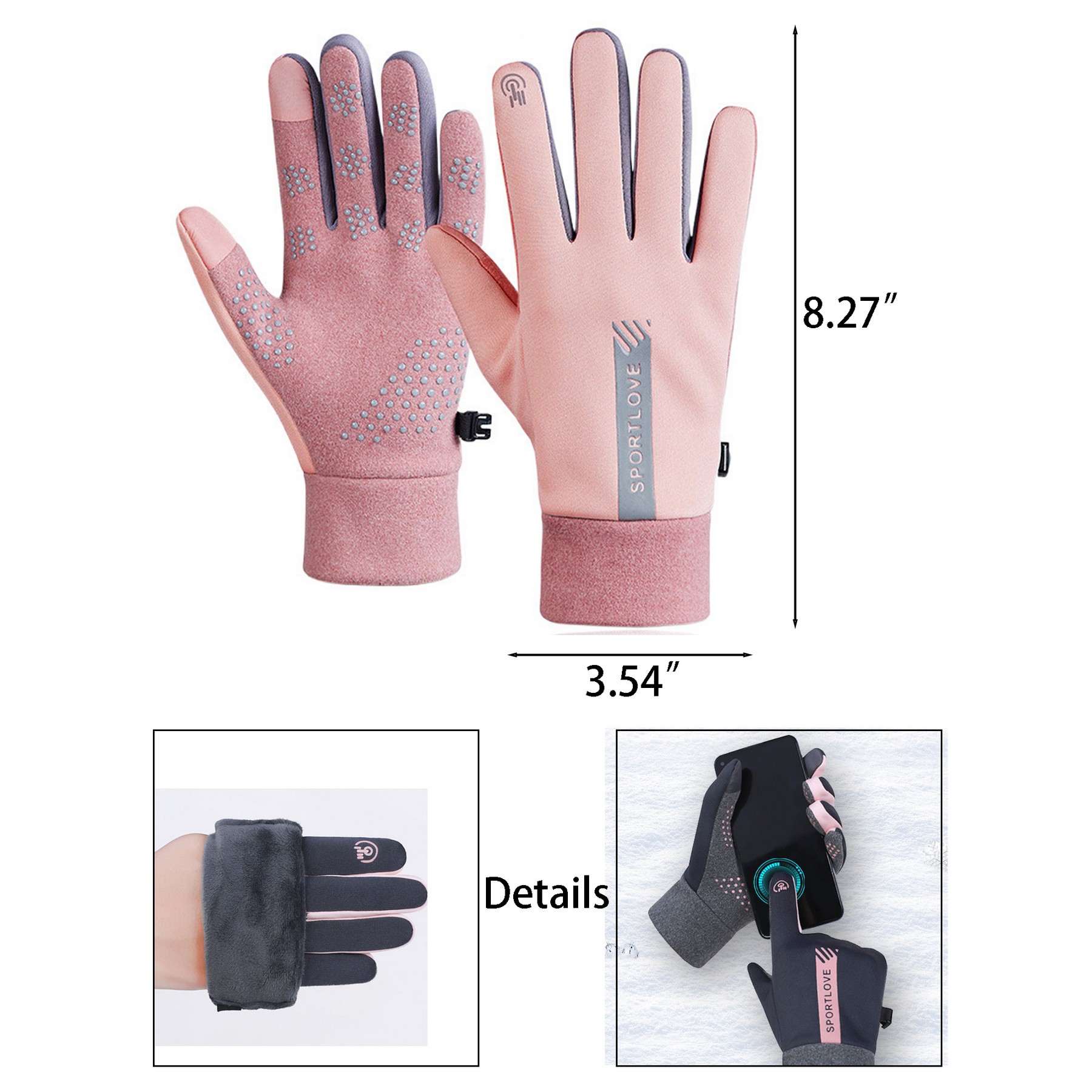 Women's Fleece Touch Screen Waterproof Gloves 7