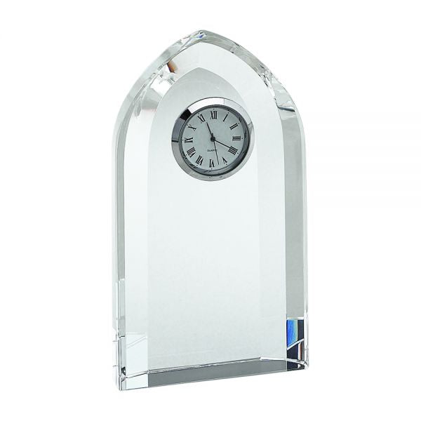 Optic Crystal Arched Clock, 6" 2