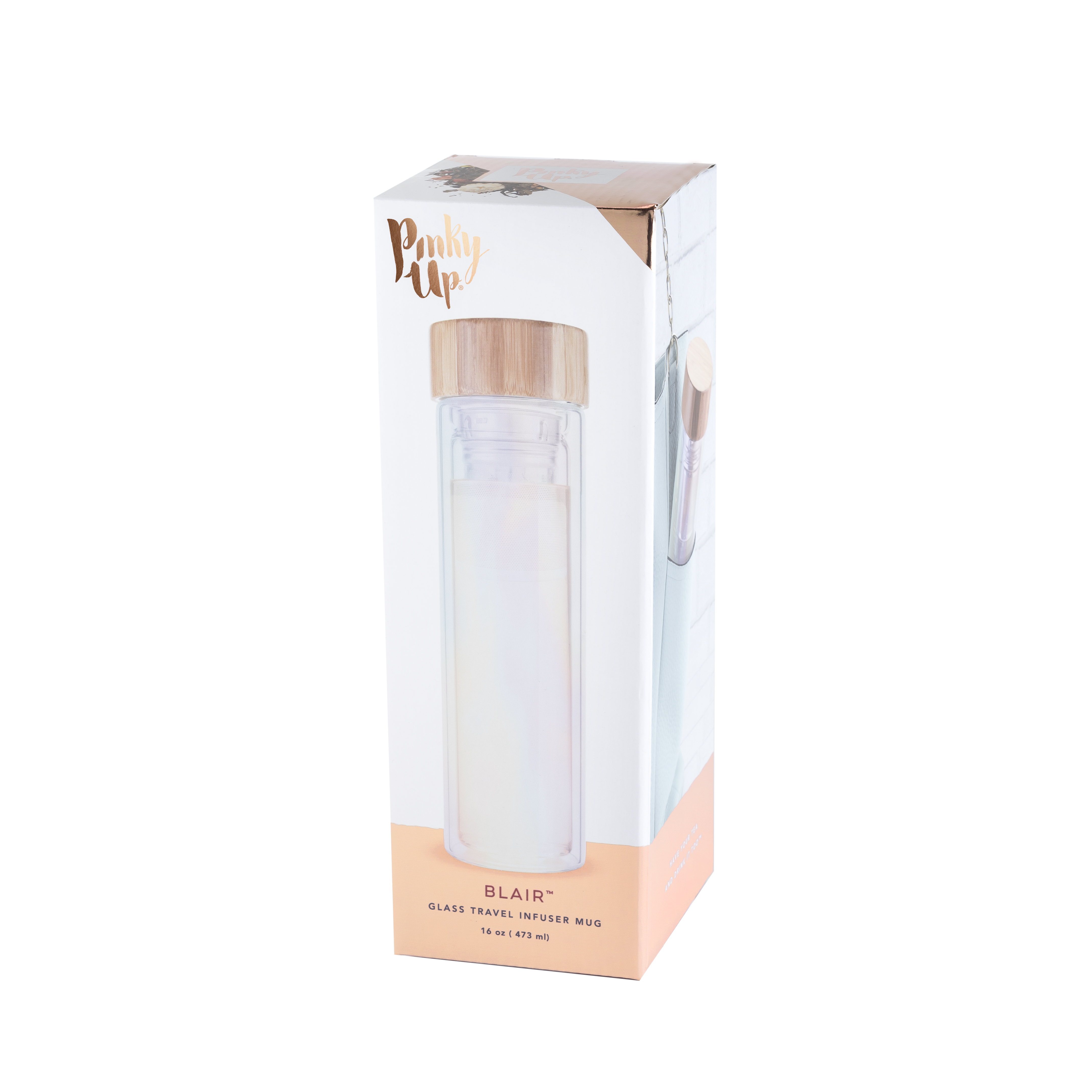 Pinky Up® Blair™ Glass Travel Tea Mug 10