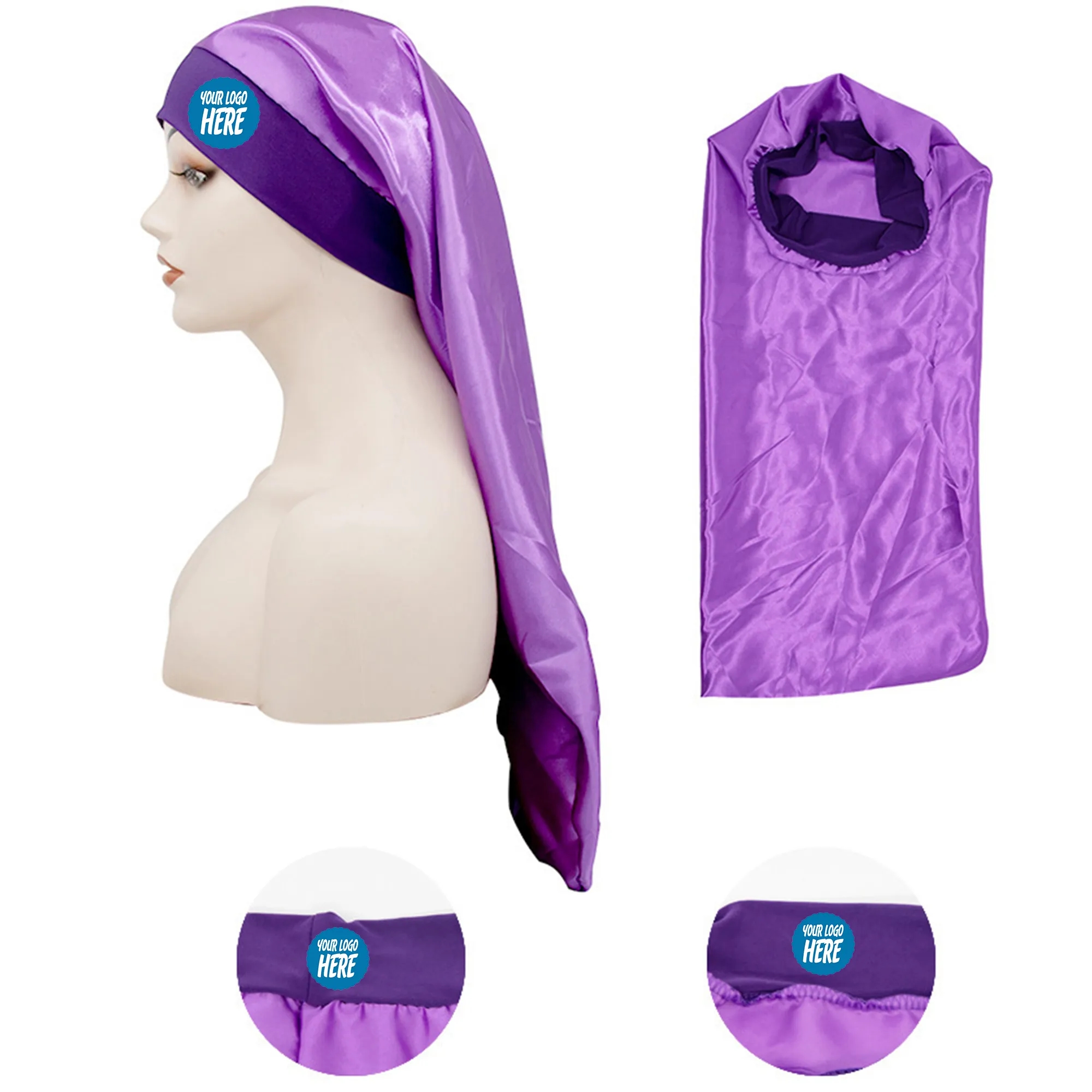 Long Silk-Satin Night Cap Bonnet for Women 5