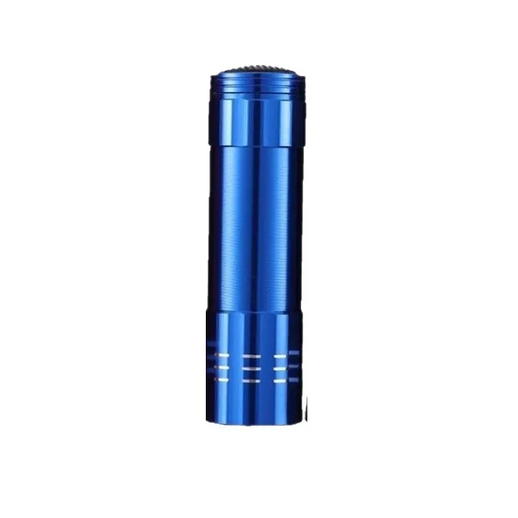 Mini Aluminum Flashlight 9LED with Silicone Button 2