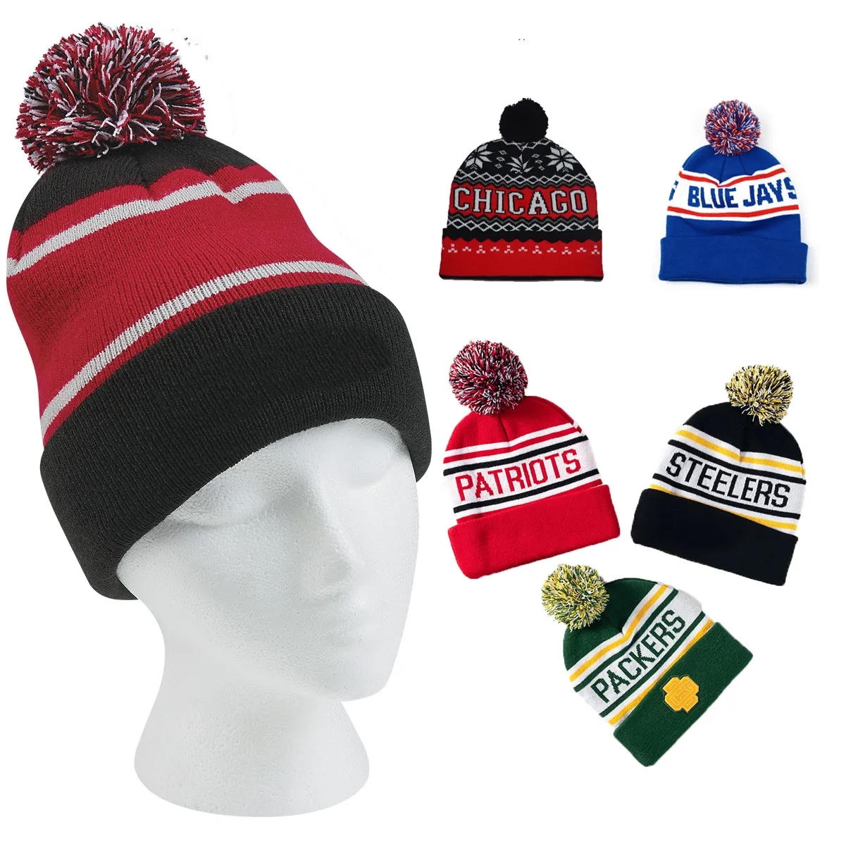 Acrylic Winter Pom Beanie Hat