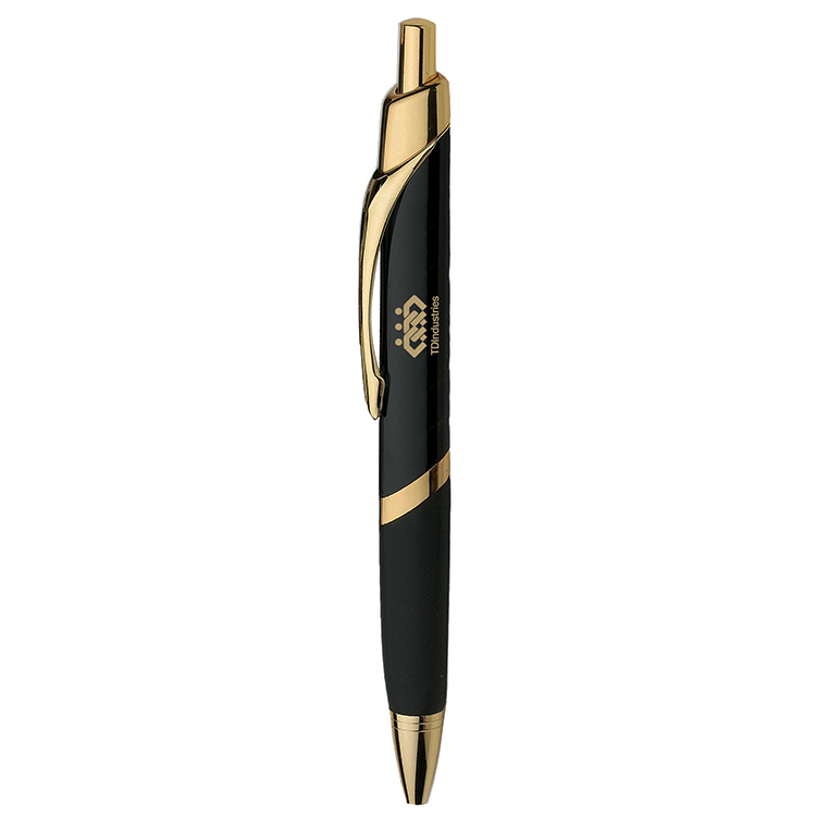 Intriad Triangular Retractable Ballpoint Pen with Rubber Grip - Gold Appointments