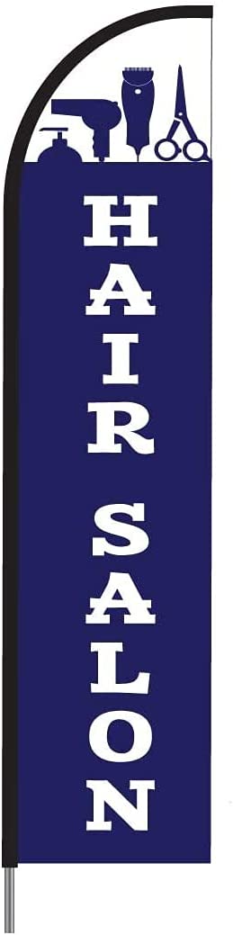 Hair Salon Sign Banner Feather Flag Pole Kit Outdoor Business Advertising Display, 15ft - Blue 2