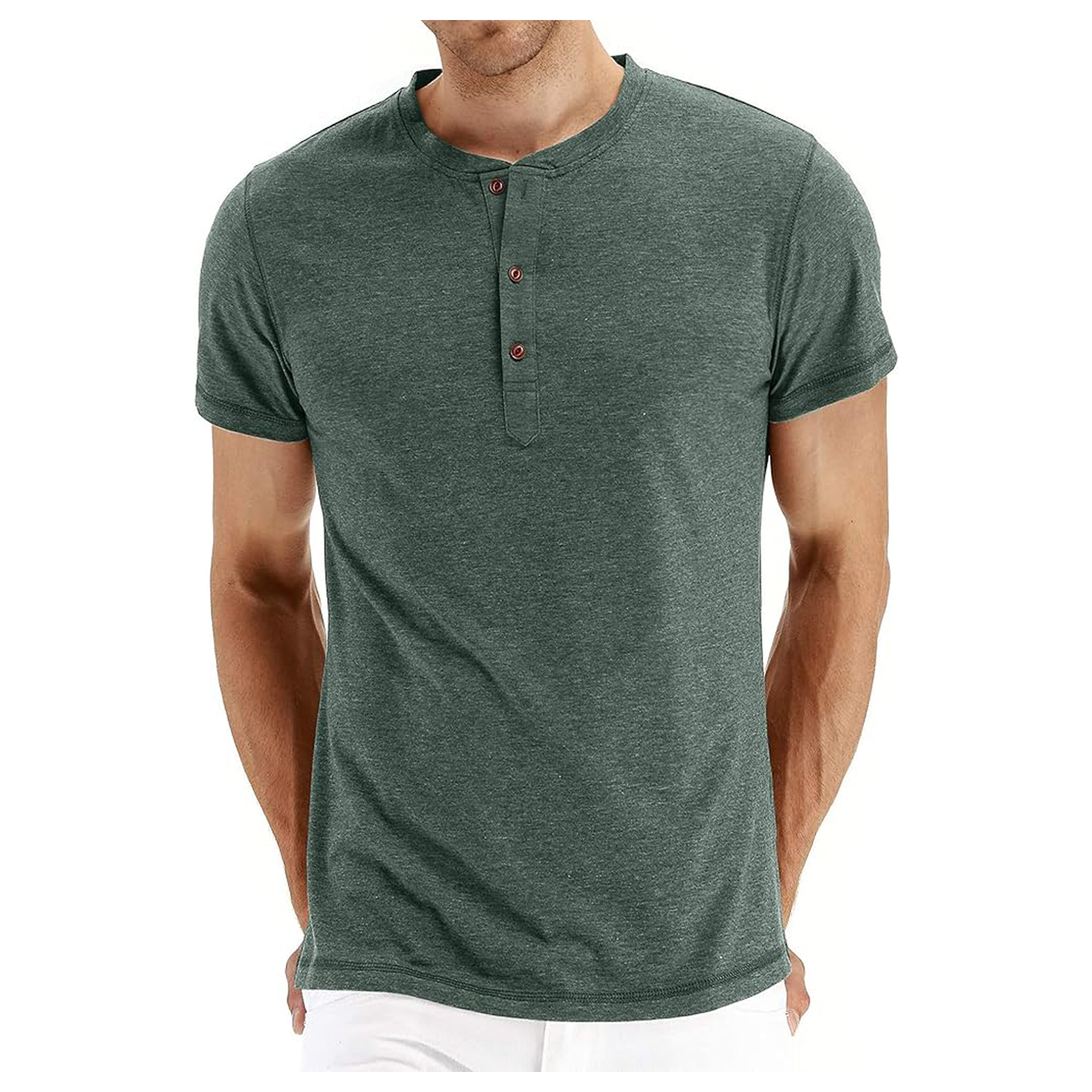 Men's Long Sleeve Henley Cotton T Shirts 6