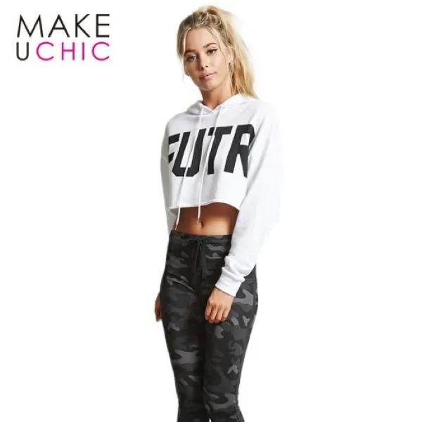 Factory Sample Long Sleeve Crop Top with Print 1