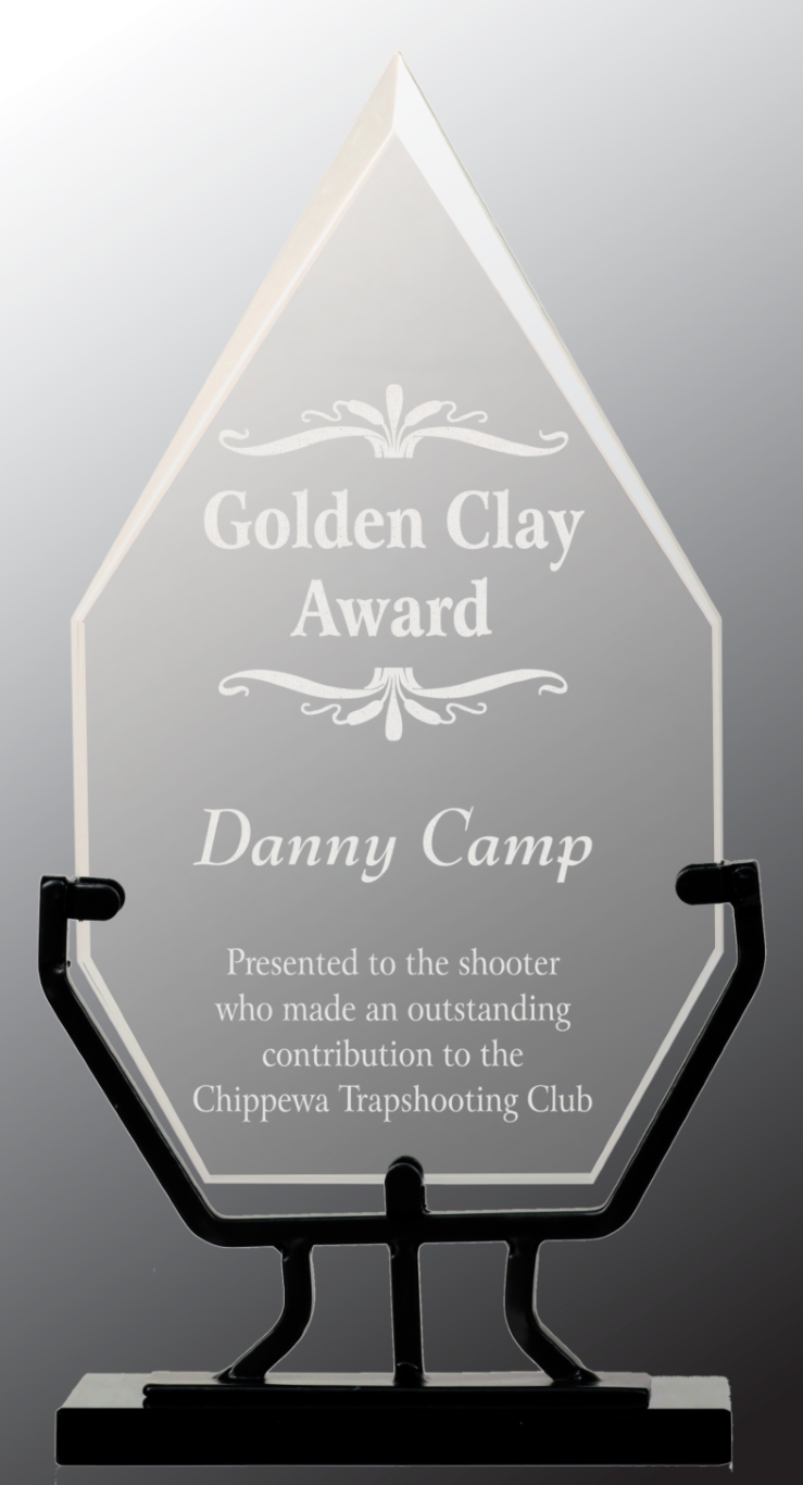 9 3/4" Diamond Vintage Glass Award with Iron Base