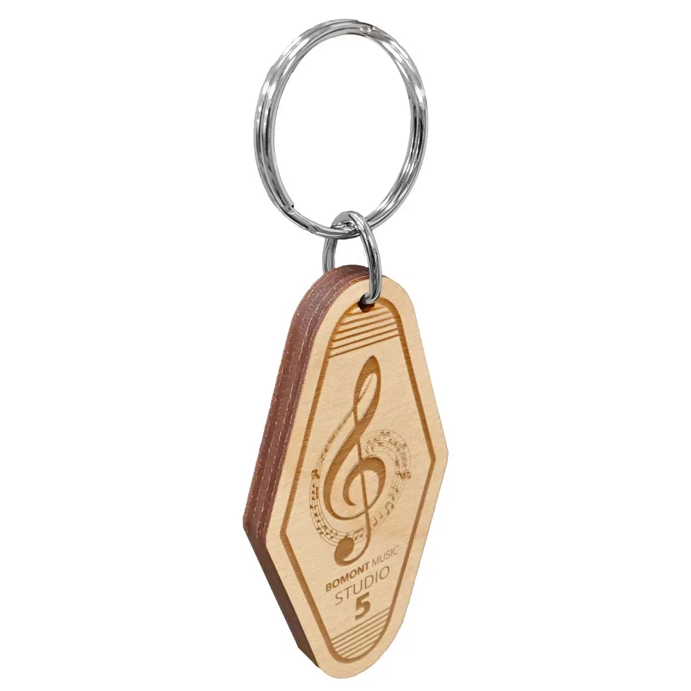 Vintage Etched Birch Motel Keychain Hotel Key Tag 2